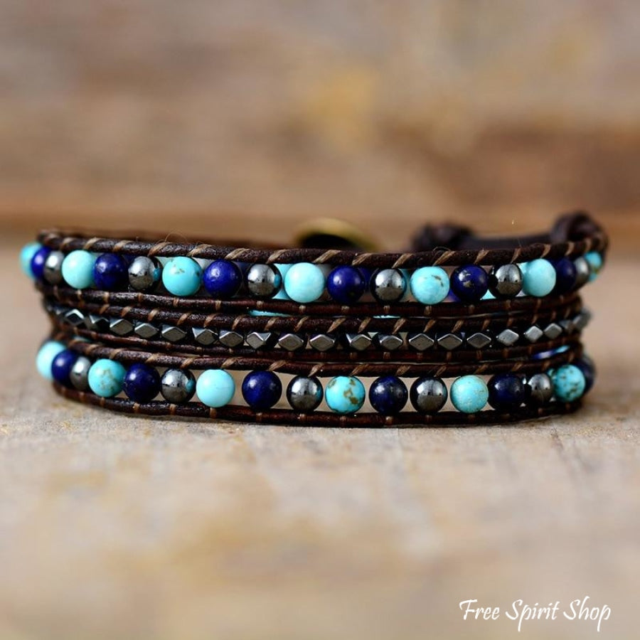 Natural Hematite & Mixed Bead Wrap Bracelet - Free Spirit Shop