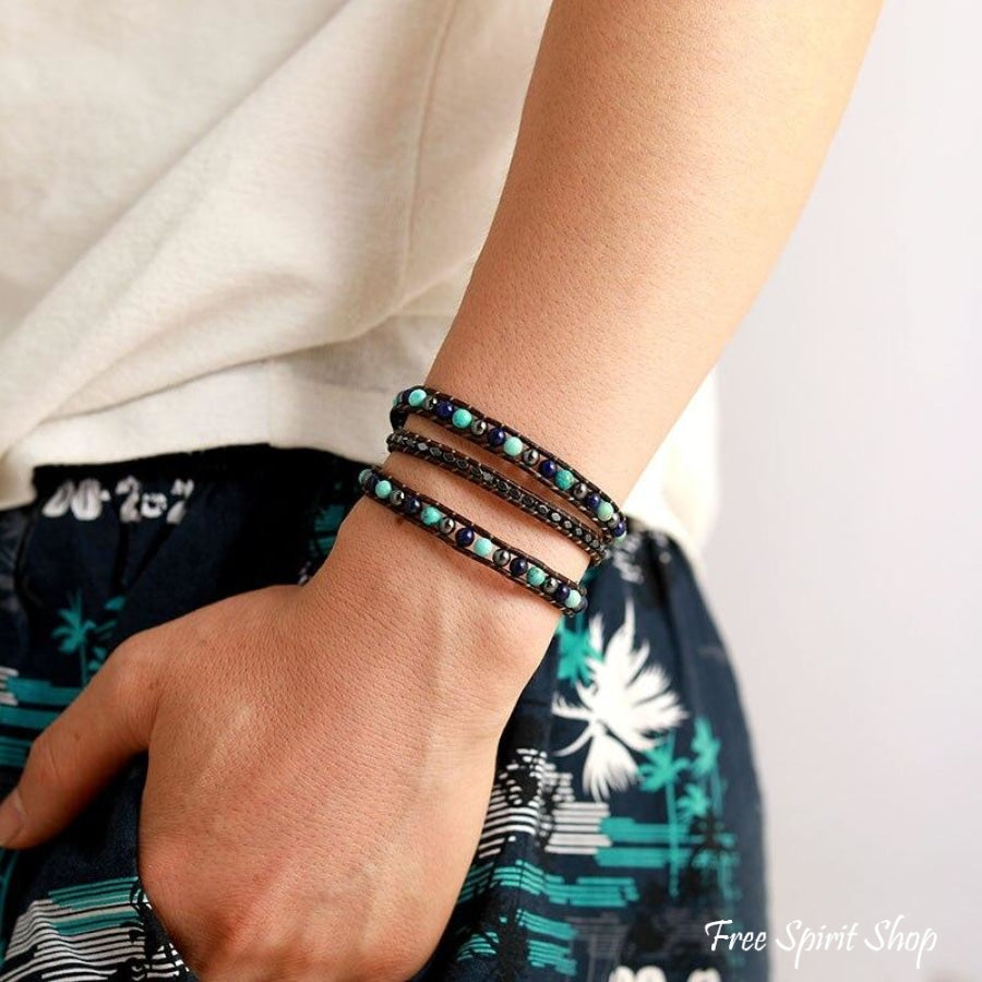 Natural Hematite & Mixed Bead Wrap Bracelet - Free Spirit Shop