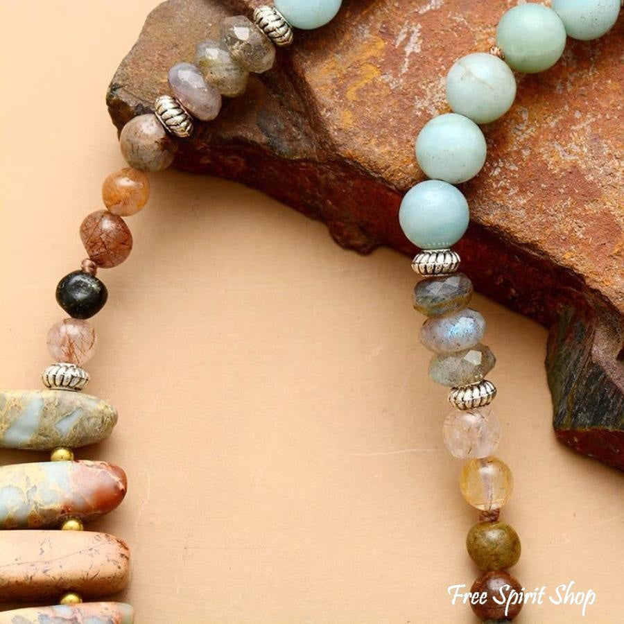 Natural Jasper & Mix Gemstone Beaded Necklace - Free Spirit Shop