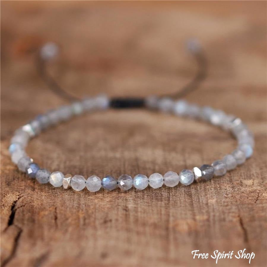 Natural Labradorite Adjustable Bead Bracelet - Free Spirit Shop