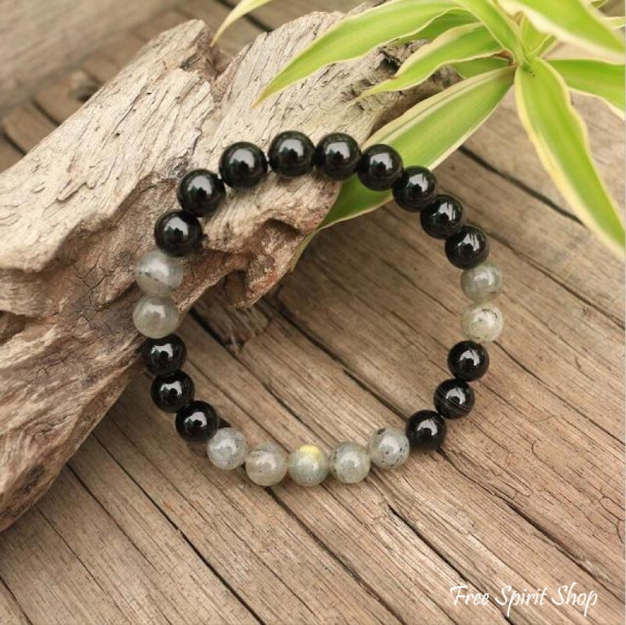 Natural Labradorite & Black Onyx Bead Bracelet - Free Spirit Shop