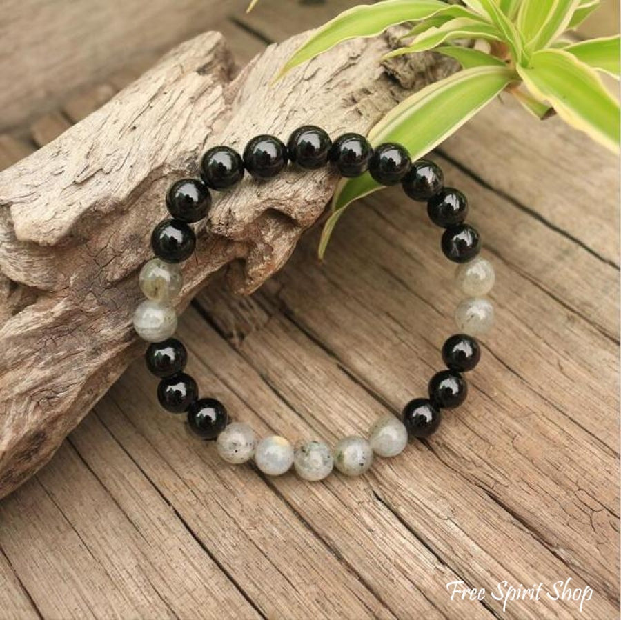 Natural Labradorite & Black Onyx Bead Bracelet - Free Spirit Shop