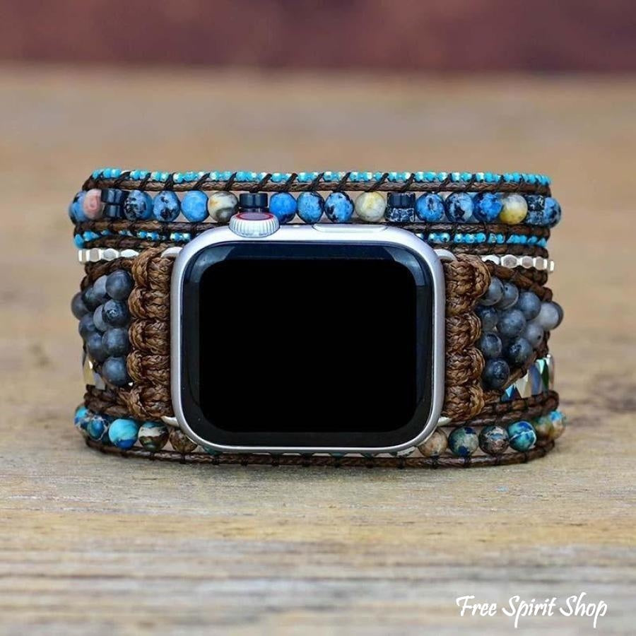 Natural Labradorite & Blue Jasper Apple Watch Band - Free Spirit Shop