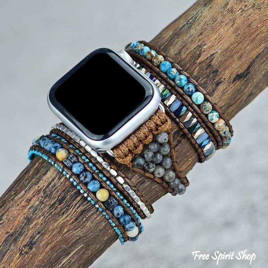 Natural Labradorite & Blue Jasper Apple Watch Band - Free Spirit Shop