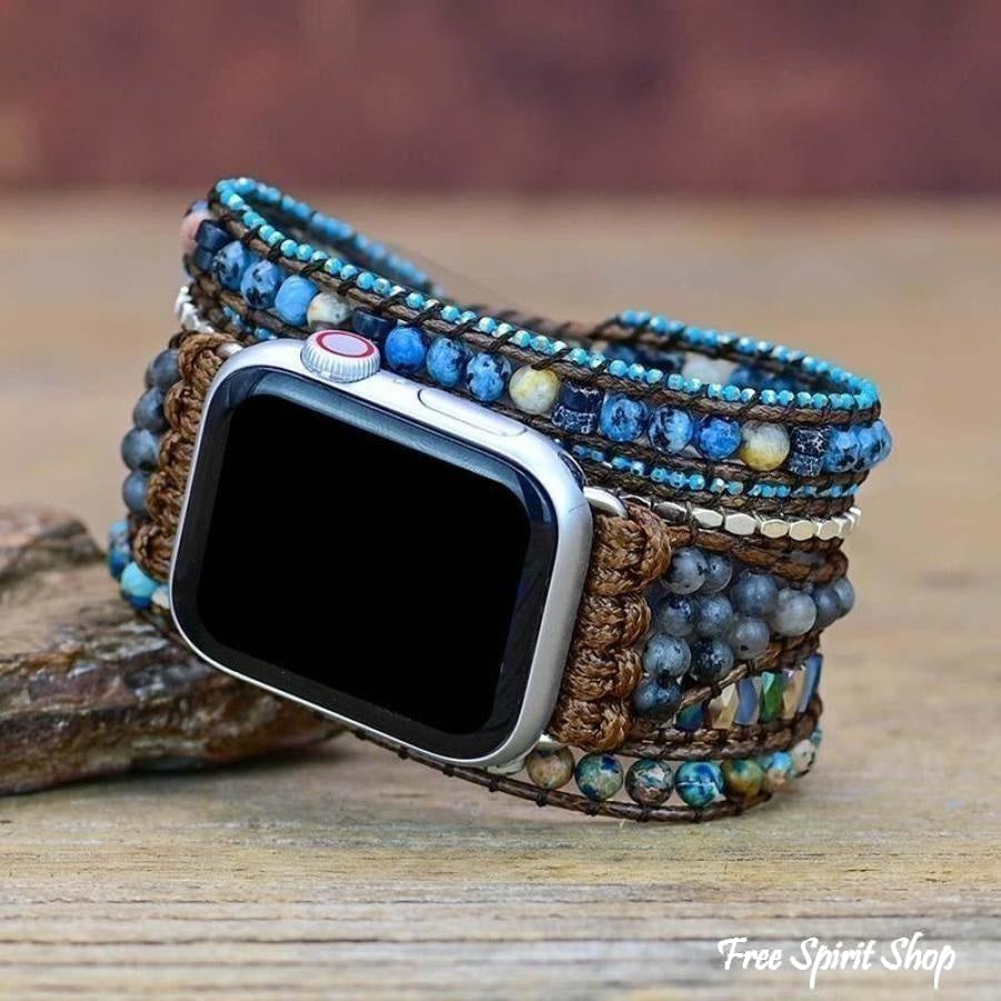 Natural Labradorite & Blue Jasper Apple Watch Band - Free Spirit Shop