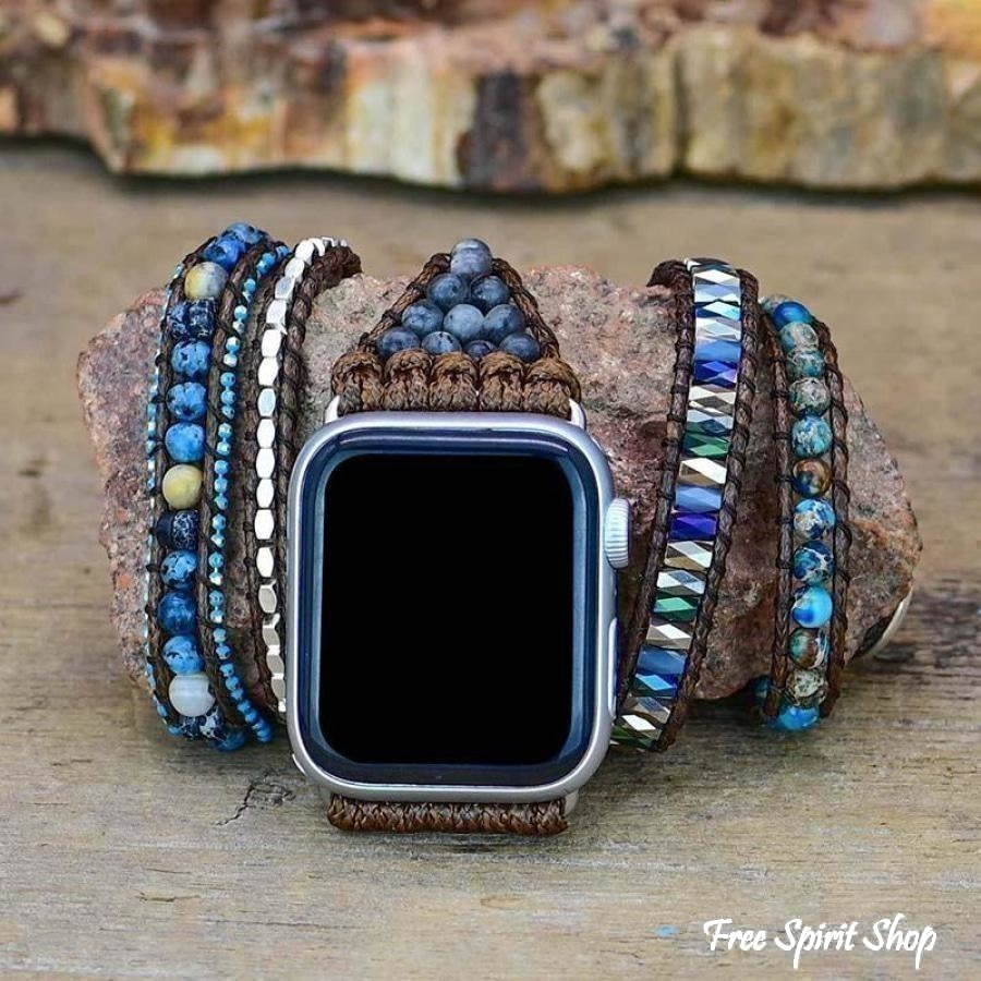 Natural Labradorite & Blue Jasper Apple Watch Band - Free Spirit Shop