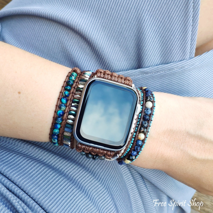 Natural Labradorite & Blue Jasper Apple Watch Band - Free Spirit Shop