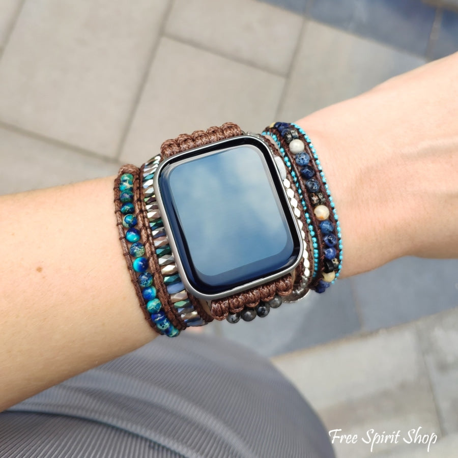 Natural Labradorite & Blue Jasper Apple Watch Band - Free Spirit Shop