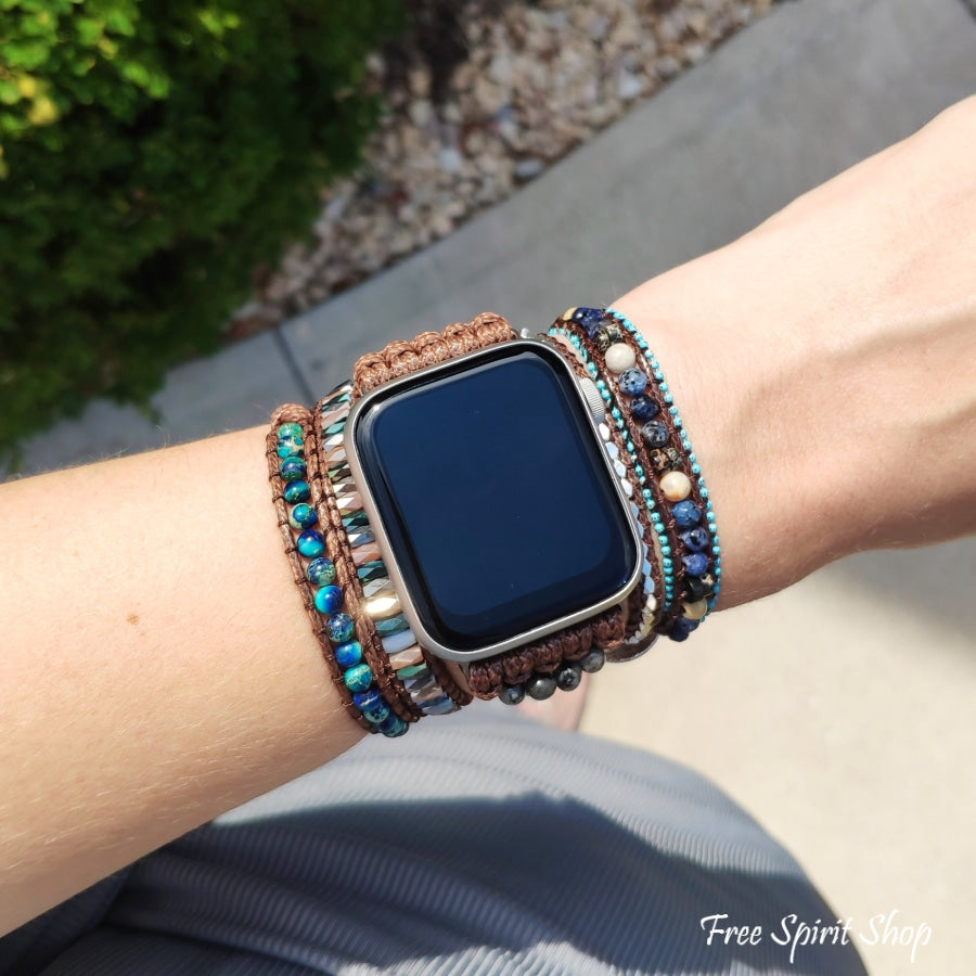 Natural Labradorite & Blue Jasper Apple Watch Band - Free Spirit Shop