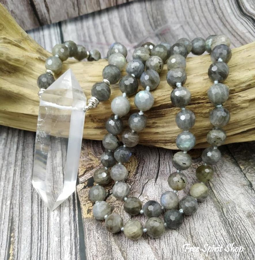 Natural Labradorite & Clear Quartz Necklace - Free Spirit Shop