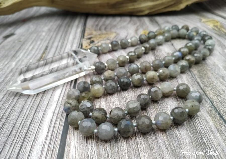 Natural Labradorite & Clear Quartz Necklace - Free Spirit Shop