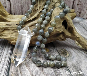 Natural Labradorite & Clear Quartz Necklace - Free Spirit Shop