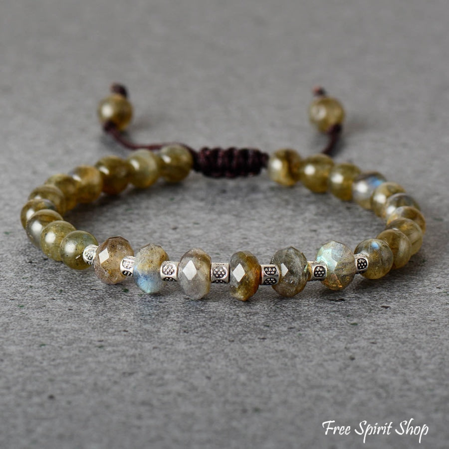 Natural Labradorite & Tibetan Bead Bracelet - Free Spirit Shop