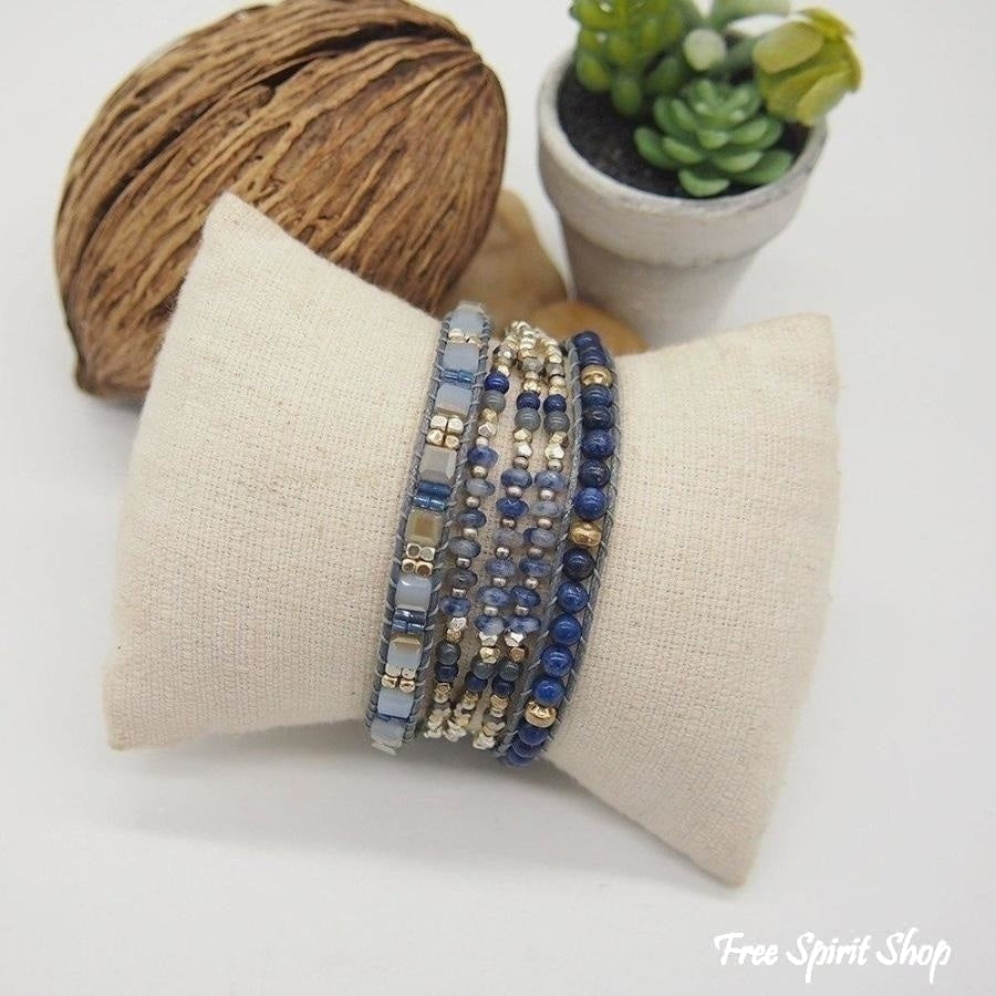 Natural Lapis Lazuli & Blue Aventurine Wrap Bracelet - Free Spirit Shop