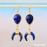 Natural Lapis Lazuli Crescent Horn Earrings - Free Spirit Shop