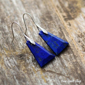 Natural Lapis Lazuli Pyramid Earrings - Free Spirit Shop