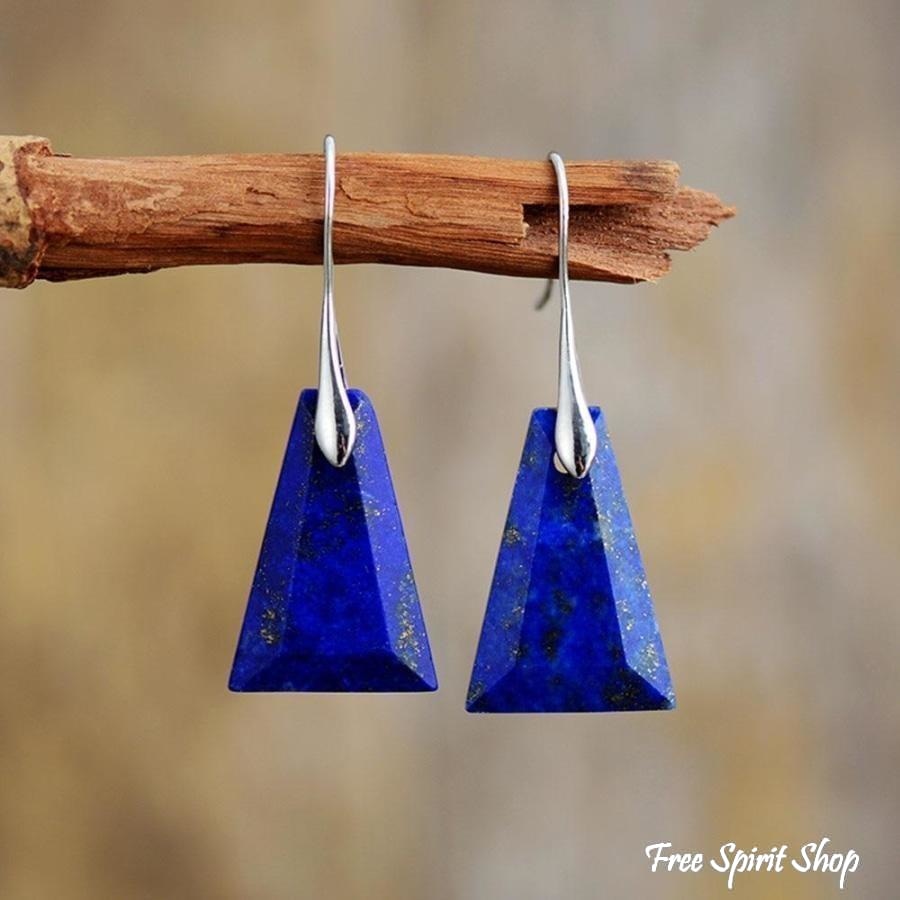 Natural Lapis Lazuli Pyramid Earrings - Free Spirit Shop