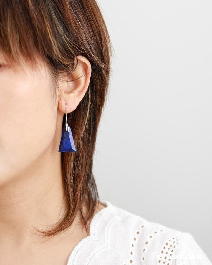 Natural Lapis Lazuli Pyramid Earrings - Free Spirit Shop