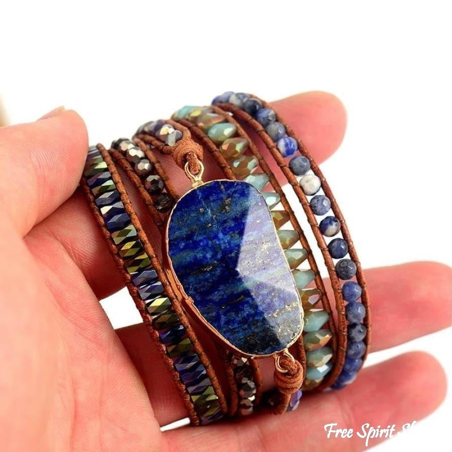 Natural Lapis Lazuli & Sodalite Wrap Bracelet - Free Spirit Shop