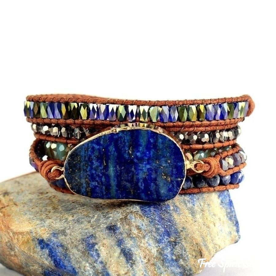 Natural Lapis Lazuli & Sodalite Wrap Bracelet - Free Spirit Shop