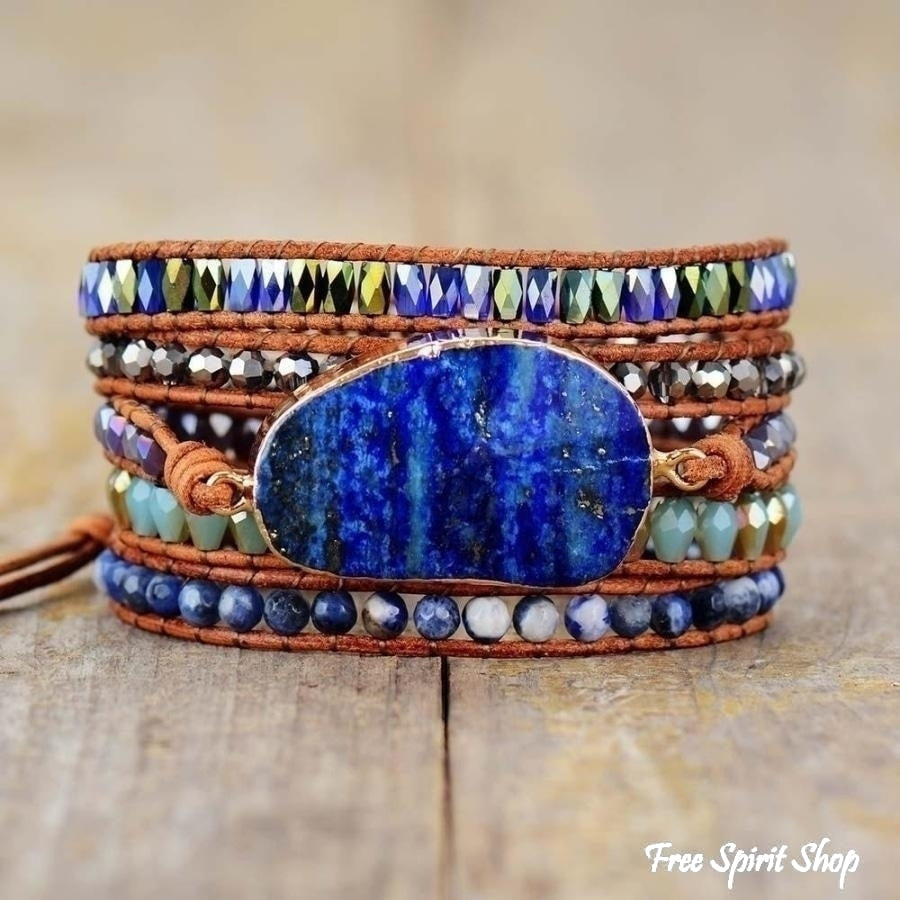 Natural Lapis Lazuli & Sodalite Wrap Bracelet - Free Spirit Shop