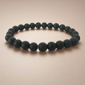 Natural Matte Black Onyx Mala Bead Bracelet