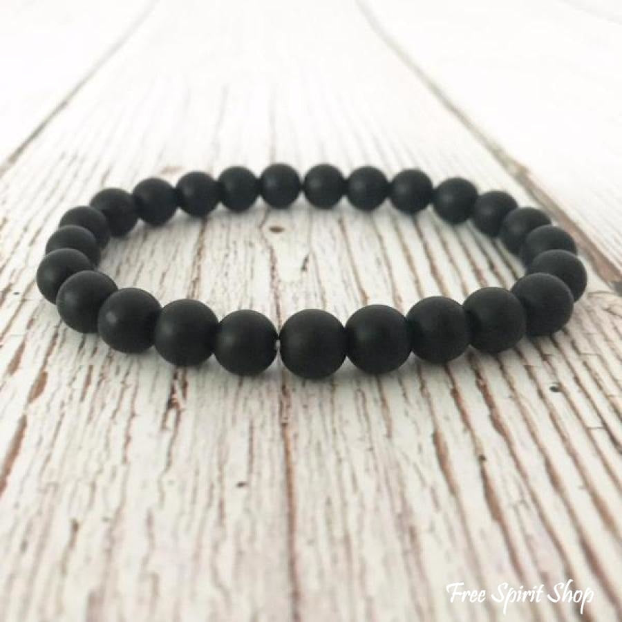 Natural Matte Black Onyx Mala Bead Bracelet - Free Spirit Shop