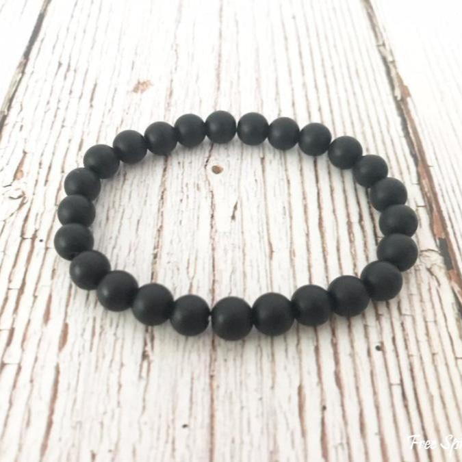 Natural Matte Black Onyx Mala Bead Bracelet - Free Spirit Shop