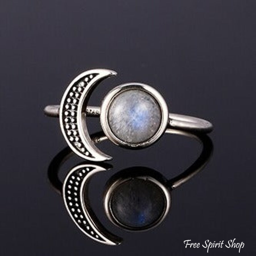 Natural Moonstone Celestial S925 Silver Ring Jewelry >