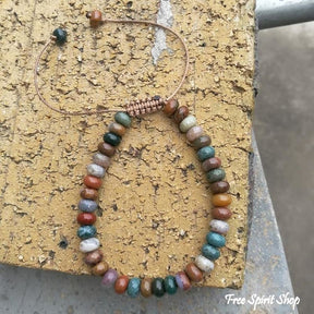 Natural Ocean Agate Oval Bead Bracelet - Free Spirit Shop