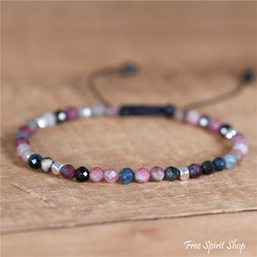 Natural Pink Tourmaline Adjustable Bead Bracelet - Free Spirit Shop