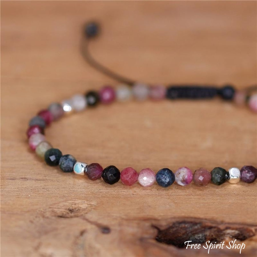 Natural Pink Tourmaline Adjustable Bead Bracelet - Free Spirit Shop