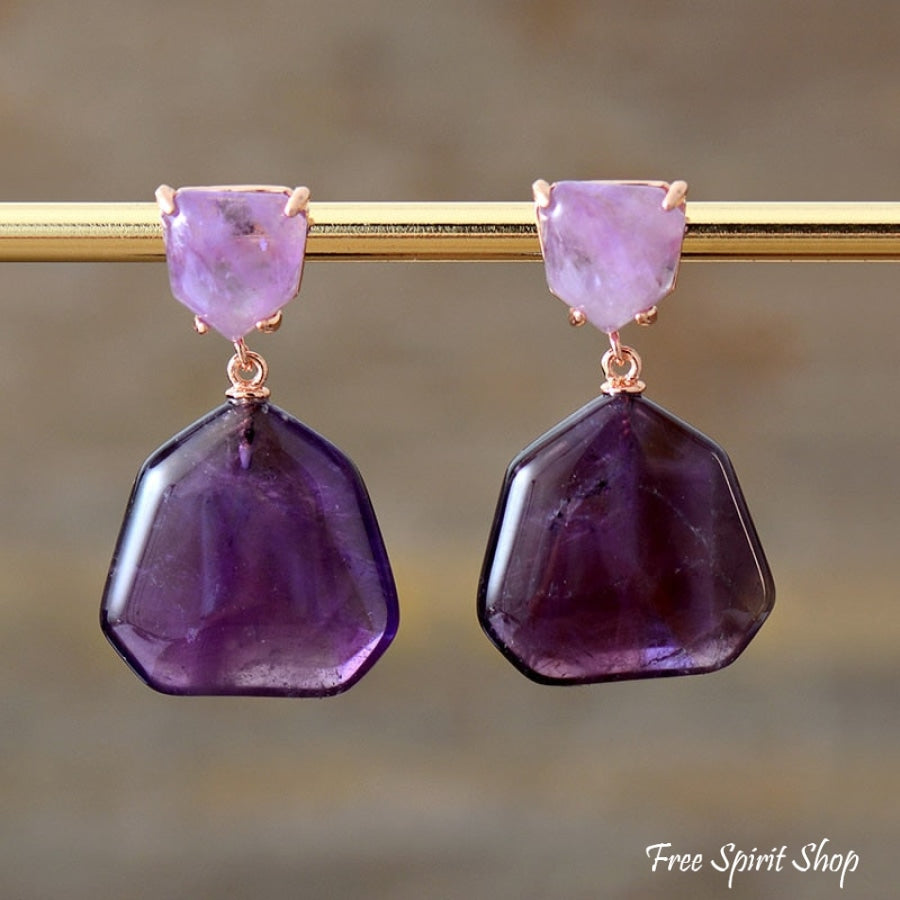 Natural Purple Amethyst Earrings - Free Spirit Shop