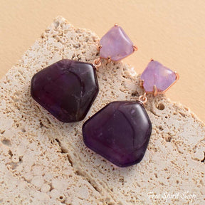 Natural Purple Amethyst Earrings - Free Spirit Shop