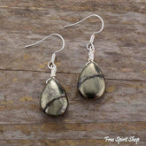 Natural Pyrite Stone Teardrop Earrings - Free Spirit Shop