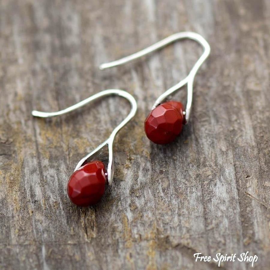 Natural Red Jasper Tear Drop Earrings - Free Spirit Shop