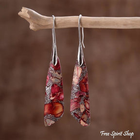 Natural Red Regalite Stone Earrings - Free Spirit Shop