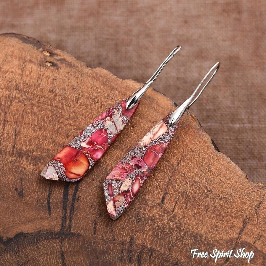 Natural Red Regalite Stone Earrings - Free Spirit Shop