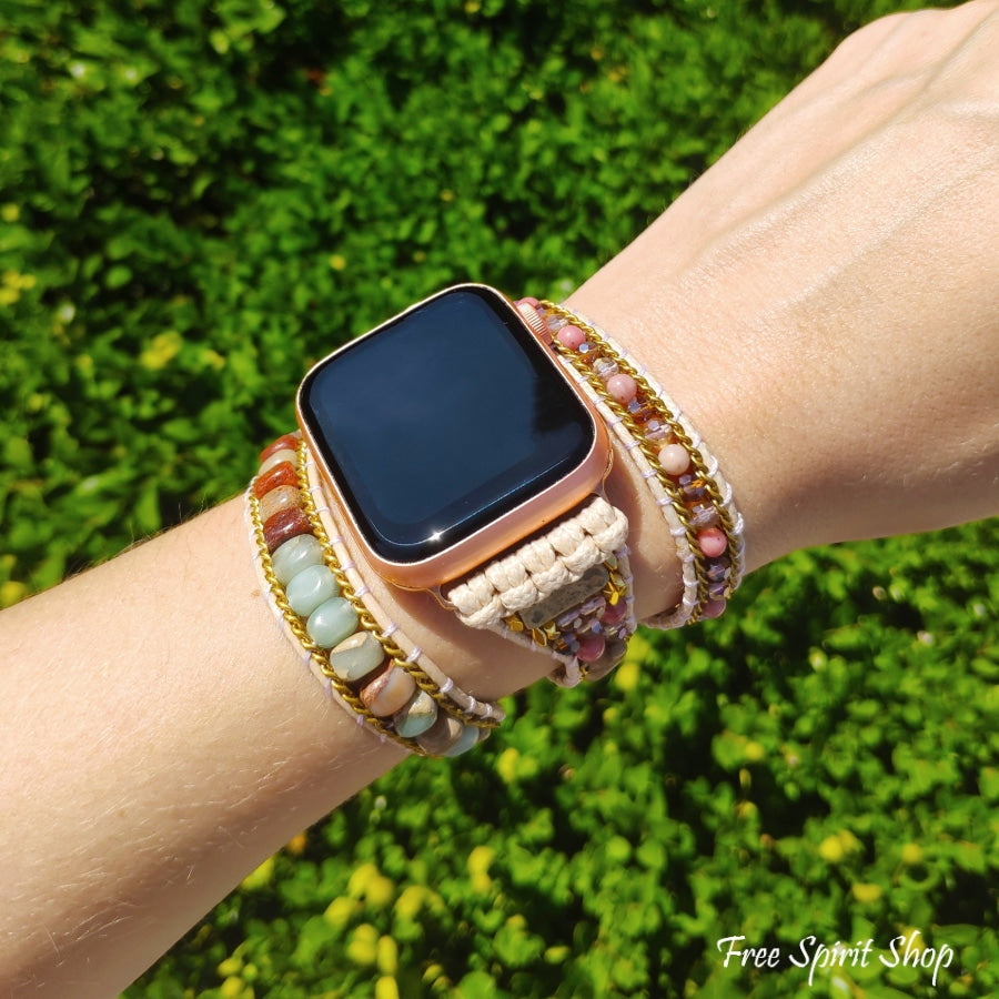 Natural Rhodonite & King Jasper Apple Watch Band - Free Spirit Shop