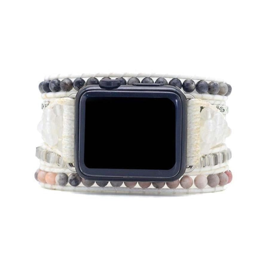 Natural Rhodonite & Labradorite Beaded Apple Watch Band - Free Spirit Shop