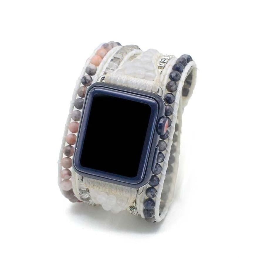 Natural Rhodonite & Labradorite Beaded Apple Watch Band - Free Spirit Shop