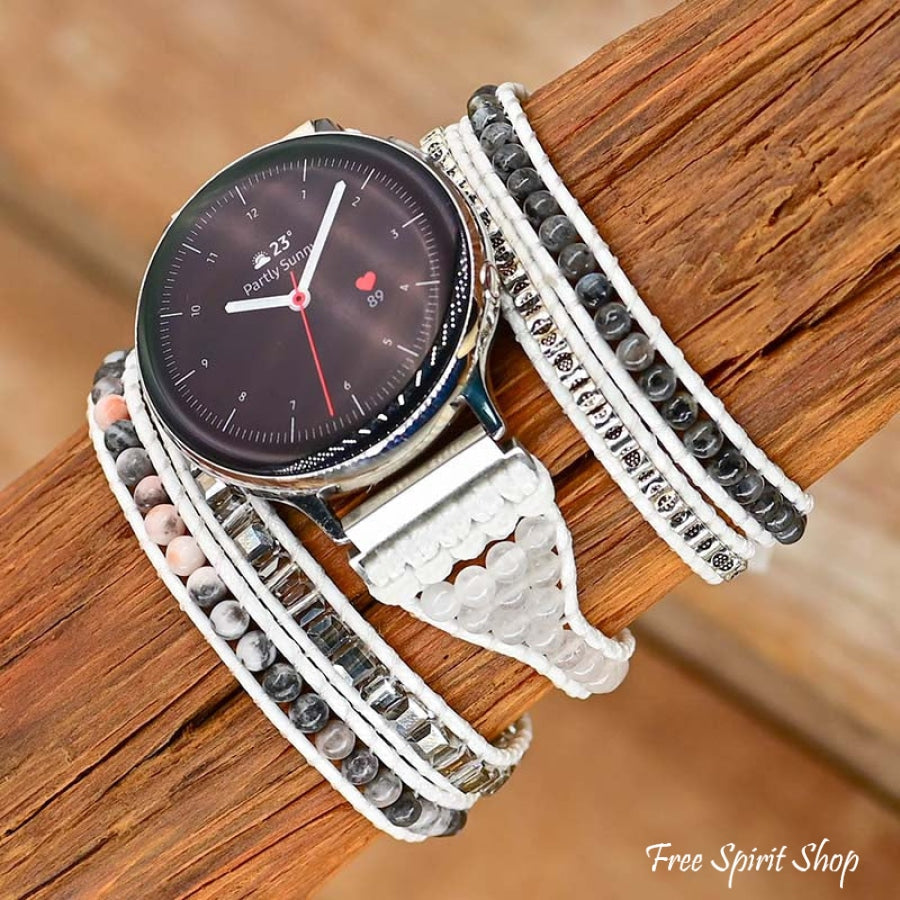 Natural Rhodonite & Labradorite Beaded Samsung Watch Band - Free Spirit Shop