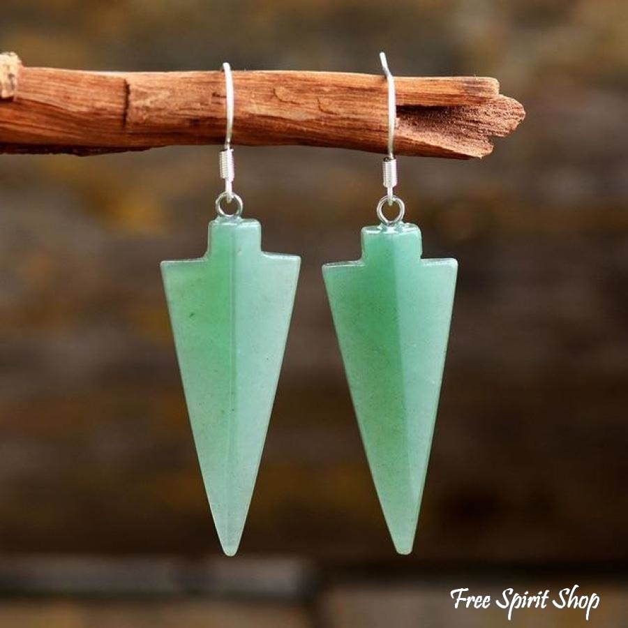 Natural Rose Quartz Arrowhead Earrings - Free Spirit Shop