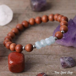 Natural Sandalwood & Healing Gemstone Bead Bracelet - Free Spirit Shop
