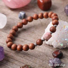 Natural Sandalwood & Healing Gemstone Bead Bracelet - Free Spirit Shop
