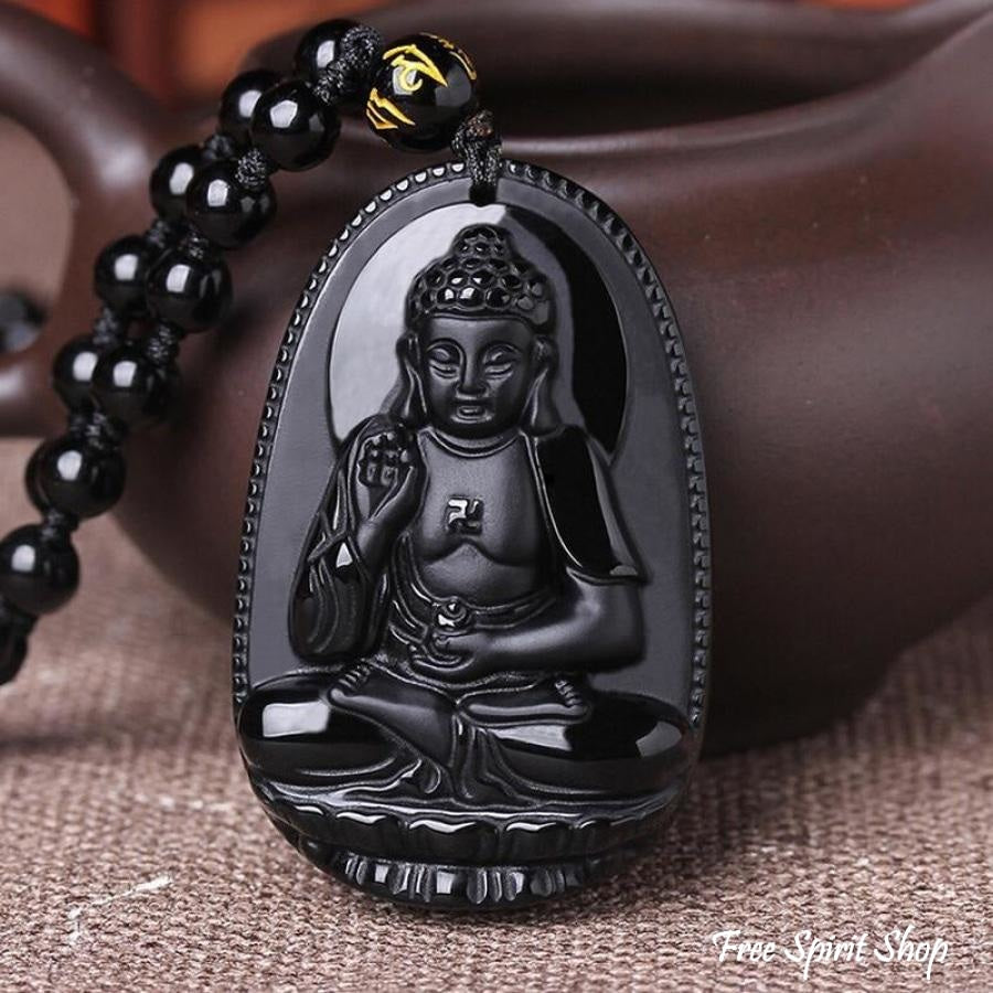 Amulette Bouddha Obsidienne Noire - Top Zen