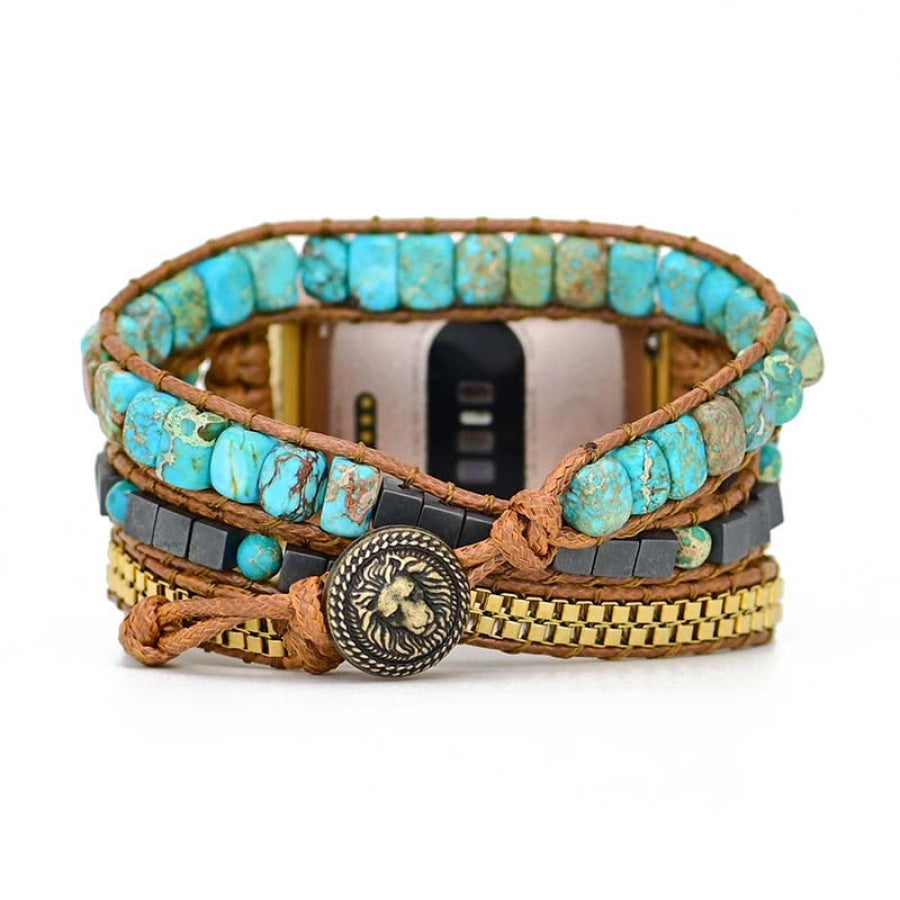 Natural Turquoise Howlite Beaded Fitbit Watch Band - Free Spirit Shop
