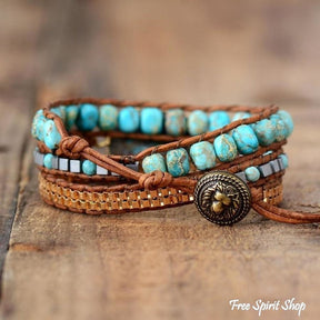 Natural Turquoise Howlite Wrap Bracelet - Free Spirit Shop