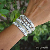 Natural White Howlite & Grey Pearl Wrap Bracelet - Free Spirit Shop