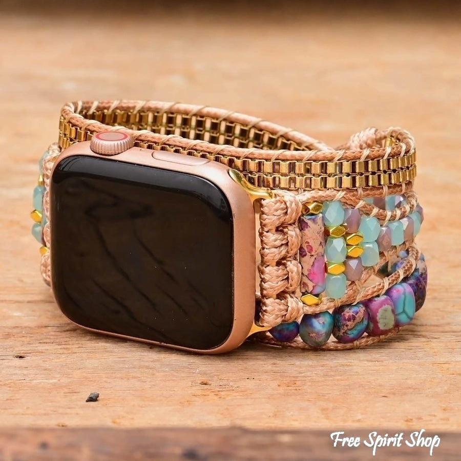 Purple Jasper & Gold Chain Apple Watch Band - Free Spirit Shop